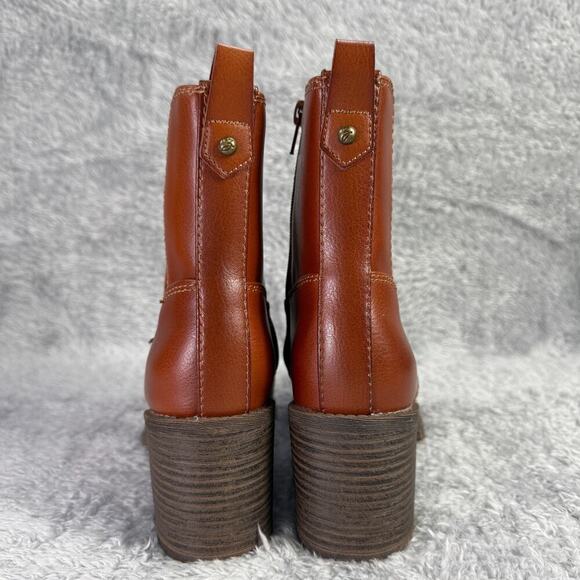 Zodiac Claret Ankle Boots Chelsea Booties Women's 7 Brown Vegan Leather Heeled - Picture 4 of 8